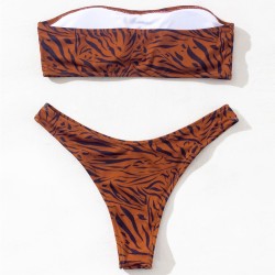 New Strapless Bikini Set Swimsuit Sexy Leopard Print Swimsuit
