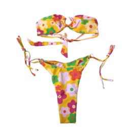 New Split Swimsuit Sexy Small Chest Metal Buckle Bikini Swimsuit