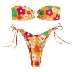 New Split Swimsuit Sexy Small Chest Metal Buckle Bikini Swimsuit
