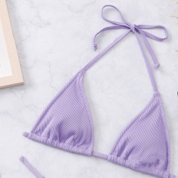 Sexy Strap Solid Color Separate Body Hanging Neck Swimsuit Women