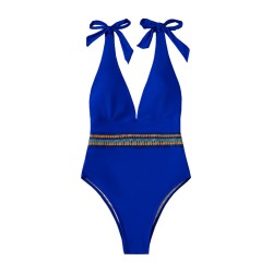Butterfly Section Lace-up One-piece sexy backless swimsuit
