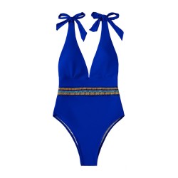 Butterfly Section Lace-Up One-Piece Sexy Backless Swimsuit