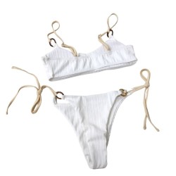 White Strapless Bikini Swimsuit Sexy Woman