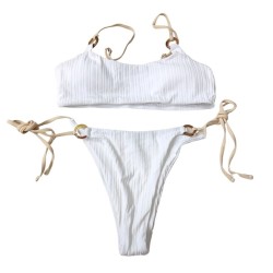 White Strapless Bikini Swimsuit Sexy Woman