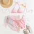 Sexy Hanging Neck Tied Floral Gauze Skirt Swimsuit