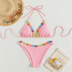 Bikini Hanging Neck Lace Up Women's Swimsuit