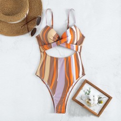 Korean Version Of Ins Style Striped Hollowed Out Sexy Swimsuit