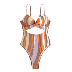 Korean Version Of Ins Style Striped Hollowed Out Sexy Swimsuit