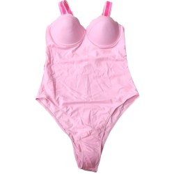 One-piece swimsuit women's pink wide strap tight one-piece