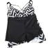 Black And White Split Tankini Swimsuit With Flat Angle Suspender